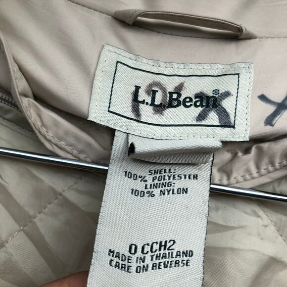 LL Bean Long Raincoat Trench Coat Womens Medium Tan Removable Liner 0 CCH2 - Picture 3 of 12
